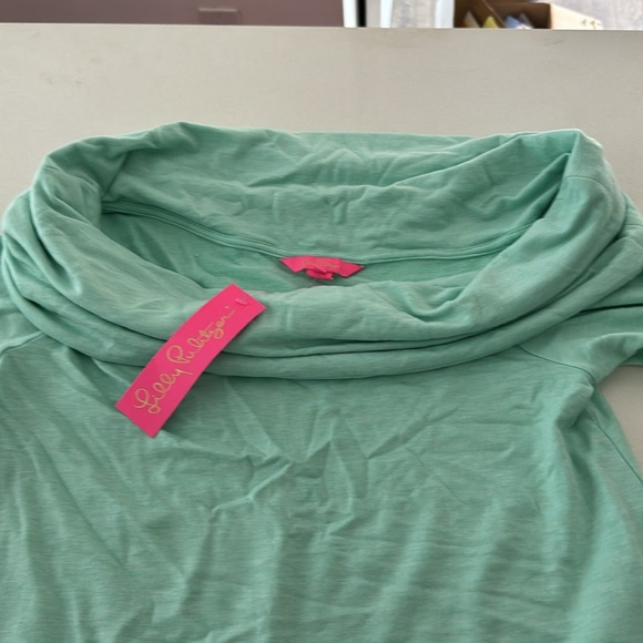 NWT Lilly Pulitzer heathered aqua modal/spandex cowl neck tunic large - Picture 8 of 8